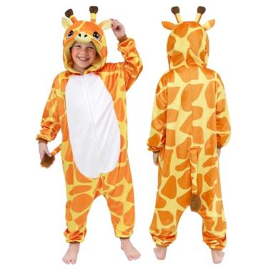 Imagem de ROC PARTY Fantasia de animal com capuz para crianças de 4 a 12 anos - Roupa de fantasia unissex de Halloween e cosplay para meninos e meninas (girafa, 8 a 10 anos)
