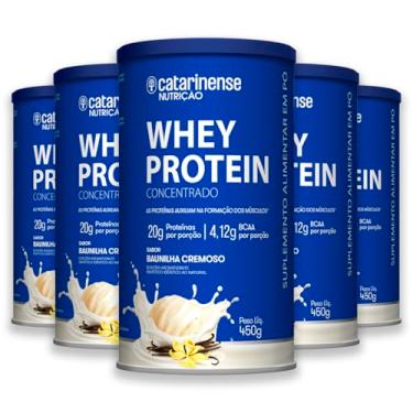 Imagem de Kit 5 Whey Protein Concentrado Catarinense 450g Baunilha