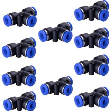 Imagem de Kit 10 Peças Conexão Pneumática União Em T 10Mm   Tee  