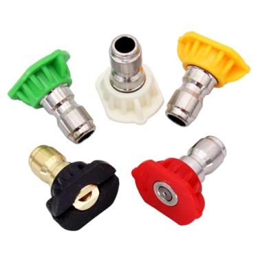 Imagem de Ｂｅｓｇａ Conjunto de 5 bicos para lavadora de alta pressão, robustos, de alto desempenho, com múltiplos ângulos de inclinação, portáteis, profissionais e