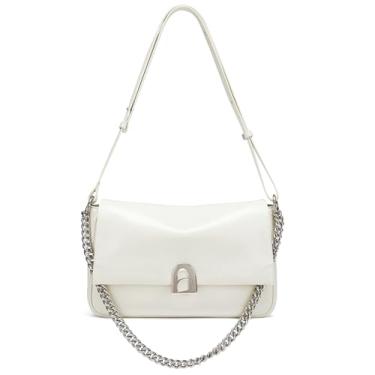 Imagem de Bolsa transversal feminina de couro LA FESTIN com alça ajustável e bolsas de mão de designer moderno, Branco