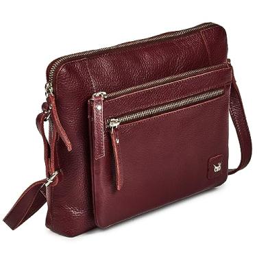 Imagem de Wise Owl Accessories Bolsa tiracolo pequena e macia de couro verdadeiro, bolsa tiracolo transversal, Napa bordô, 8"x10.5"x1.75"