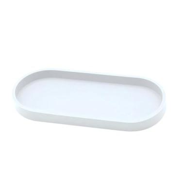 Imagem de Organizador de bandeja de silicone para banheiro, quarto, cozinha, design antiderrapante à prova d'água, armazenamento de perfume e joias (borda arredondada branca)