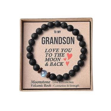 Imagem de 72ore Pulseira To My Son da Mom Pulseira com Contas Pretas Inspiradora Pedra Lava Joias Presente de Aniversário de Natal para Filho, Adjustable, Cristal, Sem pedras preciosas