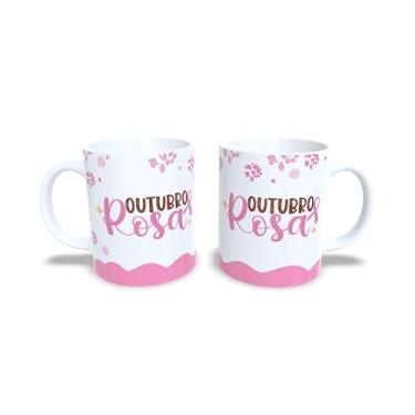 Imagem de Caneca de Cerâmica 325ml Outubro Rosa, Tema Conscientização, Acabamento Brilhante, Resistente a Microondas, Reutilizável (14893)