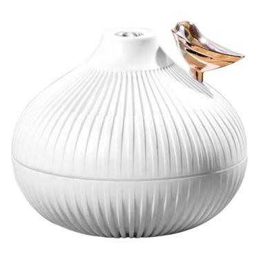 Imagem de Umidificador de Ar Formato Cebola com Decoração de Pássaro, Difusor Elétrico Aromatizador de Ambiente, Branco, 300ml, 10.2cm x 11.6cm