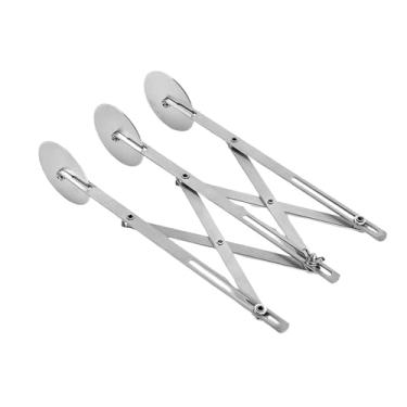 Imagem de Faca de Pizza com 3 Rodas Aço Inoxidável Cortador Divisor Massa Ajustável para Bolos Cookies Ferramenta Cozinha Assar