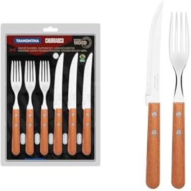 Imagem de Conjunto essencial, facas afiadas para churrasco em aco inox, elegante.