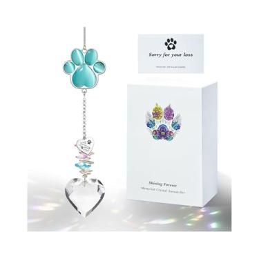 Imagem de Pet Memorial Suncatcher – Presentes de memorial para cães, simpatia por perda de animais de estimação, presentes de lembrança de luto atenciosos de cães e gatos, apanhador solar de cristal de pata de