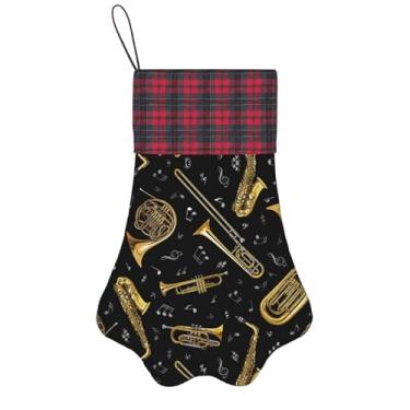 Imagem de SKKNT Impressão de instrumentos musicais meias de Natal animais de estimação decoração de natal cães gatos árvore decoração doce presente conveniente