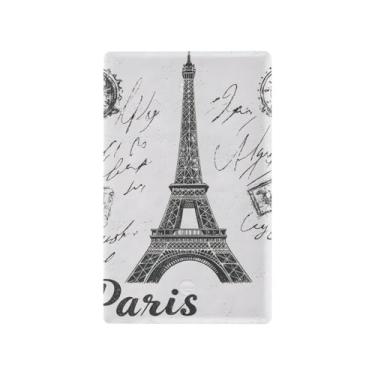 Imagem de JUZIHAI Placa de parede em branco da Torre Eiffel de Paris, capa decorativa para interruptor de luz 1 gangue, tamanho padrão, tomada não utilizada, placa de parede para quarto, escritório, decoração