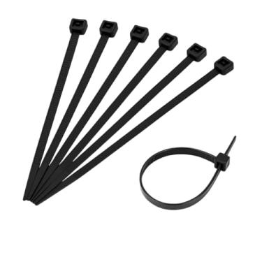 Imagem de Abraçadeira de Nylon Preta, 40cm x 7,6mm, 50 Unidades, Material Nylon 66, com Proteção UV, para Organização de Cabos e Fios