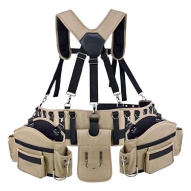 Imagem de Generic Cinto de ferramentas com suspensórios e vários bolsos, bolsa de trabalho multifuncional, bolsa de cintura para ferramentas manuais para uso doméstico