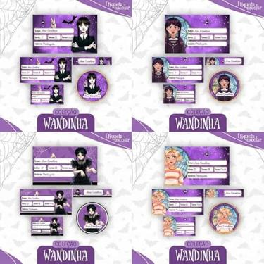 Imagem de Etiquetas Escolares Wandinha, Vinil à Prova d'água, 154 Unidades, Personalizáveis com Nome, Tema Wandinha, para Material Escolar