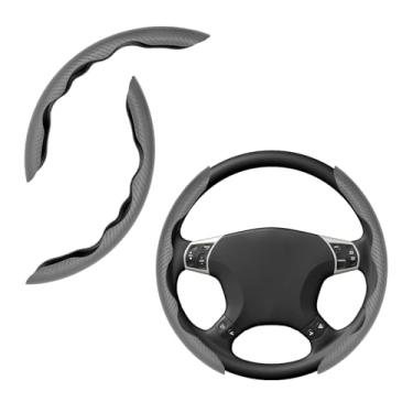 Imagem de MUQIDA 2 peças de capas de volante de fibra de carbono, protetor de volante de borboleta segmentado antiderrapante, capas de aderência confortáveis universais, acessório durável para a maioria das