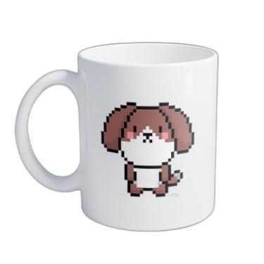 Imagem de Caneca Xícara de Café Porcelana 300ml Desenho Cachorro Marrom Pixels