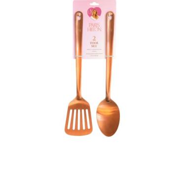 Imagem de Elegante conjunto de 2 ferramentas, utensílios de servir grandes, cor cobre, espátula e colher