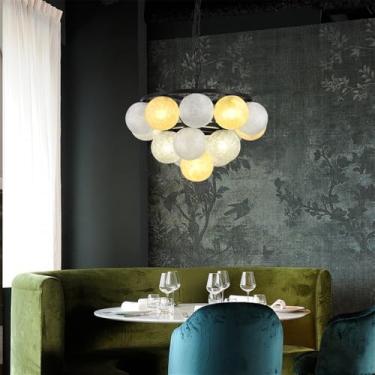 Imagem de OUFULA Lustre Moderno LED Moda Arte Sala de Estar Restaurante Quarto Villa Hotel Balcão Escadas Café Bar Lâmpada Pendente (F D D44CM)