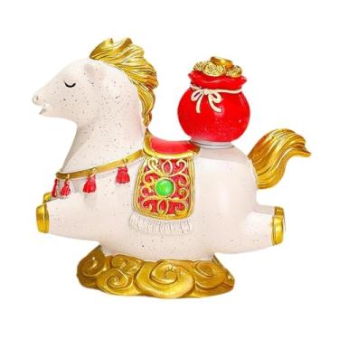 Imagem de Fxzqgnh Estatueta de Cavalo em Resina, Peça única de Colecionador, Escultura de Mesa para Quarto, Escrivaninha, Lembrancinhas de Festa, Decoração para Casa, Branco Vermelho, Tamanho real