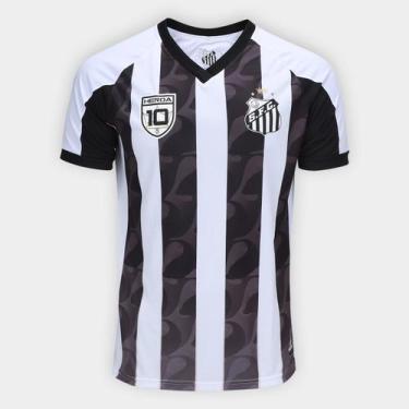 Imagem de Camisa Santos Allus Masculina, Branco, Preto, P