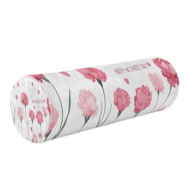 Imagem de Wassud Travesseiro de pescoço Happy Mother's Day, cravos e coração, para viagem, cervical, travesseiro redondo de espuma viscoelástica para alívio da dor no ombro e pescoço