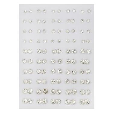 Imagem de Conjunto de 50 pares de brincos de strass para mulheres - Brincos de pérola simulados de tamanhos variados para noiva, casamento, aniversário e Natal, 4mm, 6mm, 7mm, Acrílico, Sem pedra preciosa