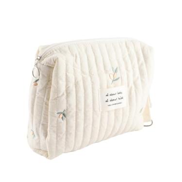 Imagem de Generic Bolsa Multifuncional Fofa para Fraldas de bebê para Carrinho, Bolsa Portátil para Armazenamento de Fraldas para Uso Ao Ar Livre, Feita de Pano de Algodão, 9,4 X 7,9 pol. (bordado oliva)