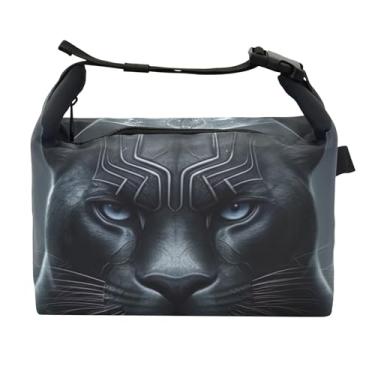 Imagem de TSENQUE Lancheira personalizada Black Cool Panther para mulheres meninas alça de ombro ajustável lancheira para trabalho rosa engraçado isolado