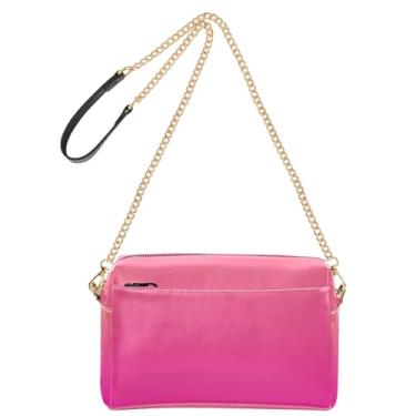 Imagem de Joitme Bolsa tiracolo feminina rosa coral fúcsia gradiente bolsa de celular linda bolsa de ombro de couro PU alça de corrente