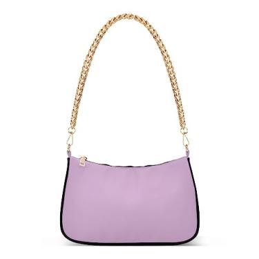 Imagem de Lilac Bolsa feminina elegante de ombro, bolsa clutch de festa, poliéster e liga de alumínio, Lilás