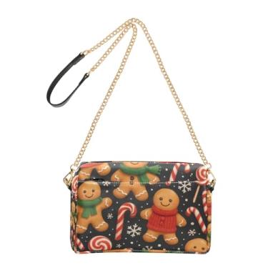 Imagem de Joitme Bolsas femininas bolsa transversal para telefone linda bolsa de ombro de couro PU com alça de corrente fofo biscoito de gengibre masculino doce