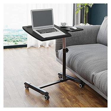 Imagem de Mesa lateral, mesa de trabalho ajustável em altura para laptop, mesa de cabeceira móvel, mesa de sofá, mesa lateral inclinável bidirecional, com 4 rolos, mesa de escritório em casa preta/branca (preta