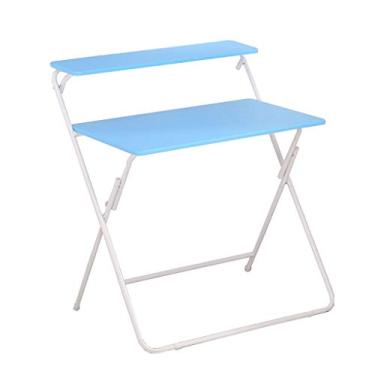 Imagem de Mesa de computador, mesa dobrável, moderna e simples, mesa de estudo, armazenamento duplo, para casa, espaço pequeno, sem necessidade de montagem, 80 x 50 cm. (E)