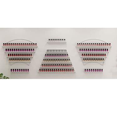 Imagem de Prateleiras de armazenamento de esmalte de parede de metal montadas na parede para armazenamento de esmalte de unhas, prateleiras de esmalte de metal de 4 níveis/rack de armazenamento de exibição para