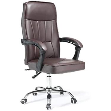 Imagem de Cadeira de escritório cadeira de jogo ergonômica cadeira chefe cadeira de computador cadeira elevatória cadeira de escritório almofada assento reclinável cadeira de couro (cor: marrom)