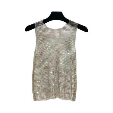 Imagem de Camiseta De Verão Y2K Para Mulheres Com Brilho De Diamante, Camisa De 