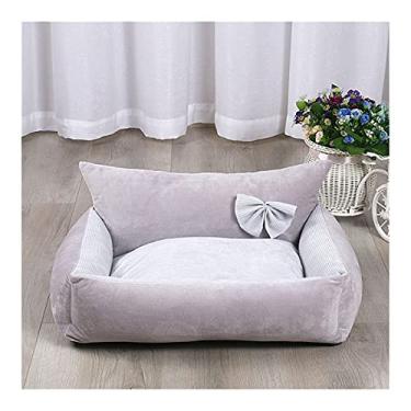 Imagem de Cama para cachorro, cama de gato, cama para animais de estimação, sofá-cama, adequada para cães ou gatos pequenos e médios (cinza azul) (cinza claro)