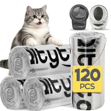 Imagem de 120 sacos de areia para gatos compatíveis com robô de areia 4 e 3, substituição de sacos de lixo autolimpantes, sacos de lixo, capacidade de 9 a 11 galões, resistente, transparente, fácil de retirar