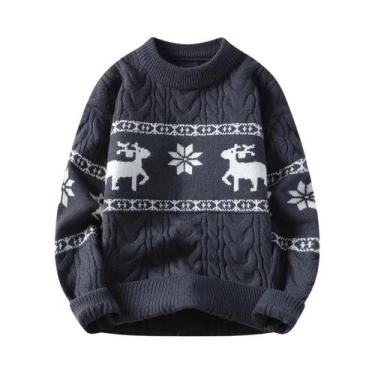 Imagem de Suéter Masculino De Cashmere Para Inverno, Grosso E Quente, Estampa De