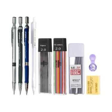 Imagem de Conjunto De Lápis Mecânico 2.0 Mm 2B Com Refil De Grafite Preto Para E