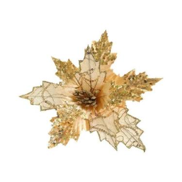 Imagem de Decoração De Natal E Ano Novo Flores Artificiais Brilhantes Com Lantej