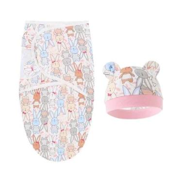 Imagem de Conjunto De Cobertor E Chapéu Para Bebê Recém-Nascido Em Algodão Com E