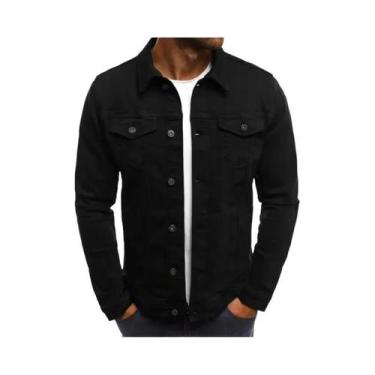 Imagem de Jaqueta Jeans Slim Fit Masculina Hip-Hop Streetwear Casual Clássica De