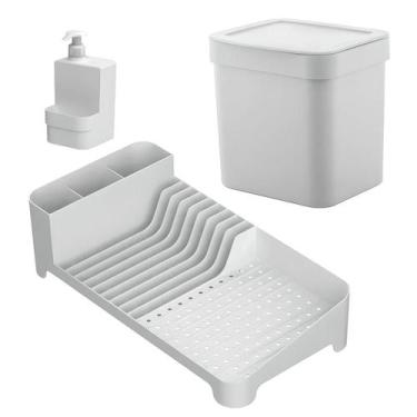 Imagem de Combo Lixeira De Pia 4,7L + Escorredor de Louças + Dispenser 500ml KTE