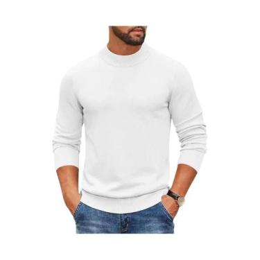 Imagem de Suéter Masculino De Malha Canelada Pesada Com Gola Alta, Ajuste Slim, 