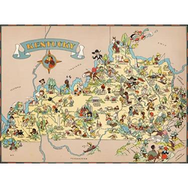 Imagem de Quebra-cabeças para adultos, 1000 peças, mapa de madeira do Kentucky, jogos de quebra-cabeça dos EUA do estado, decoração de mapa