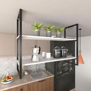 Imagem de Prateleira Industrial Suspensa Cozinha Nicho Industrial Nichos Suporte