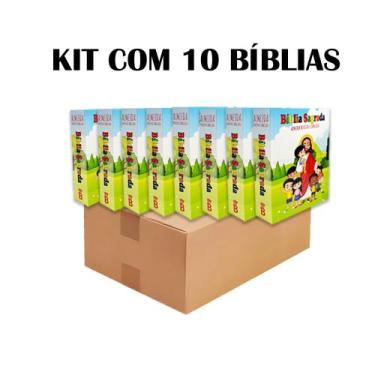 Imagem de Kit 10 Bíblias Infantil Brochura - Edição de Promessas 15X11,5 cm - RE