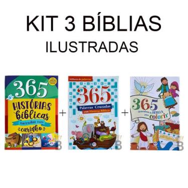 Imagem de Kit com 3 Livros Infantis 365 Histórias Bíblicas - Ilustradas - SBN