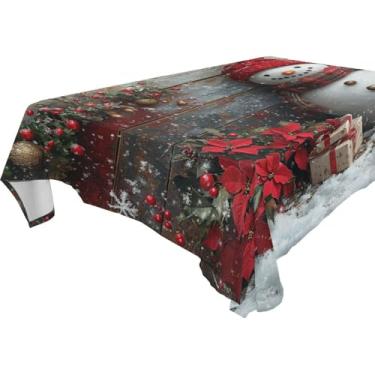 Imagem de Blueangle Linda toalha de mesa de boneco de neve de Natal – Toalha de mesa retangular de poliéster impermeável e resistente a manchas para ambientes internos e externos, 152 x 304 cm (7)